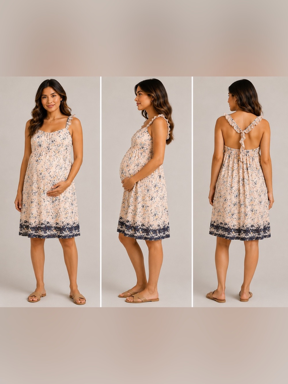 Motherhood Maternity Floral Sundress XL Sleeveless Ruffle Strap Dress